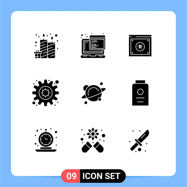 Set Commercial Solid Glyphs Pack School Beállítás Üzleti Motiváció Online — Stock Vector