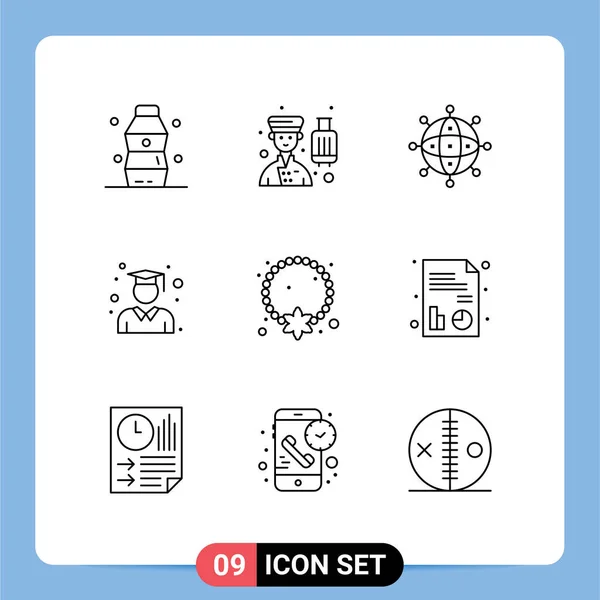 User Interface Outline Pack Modern Signs Symbols School Graduate Service — Stock Vector