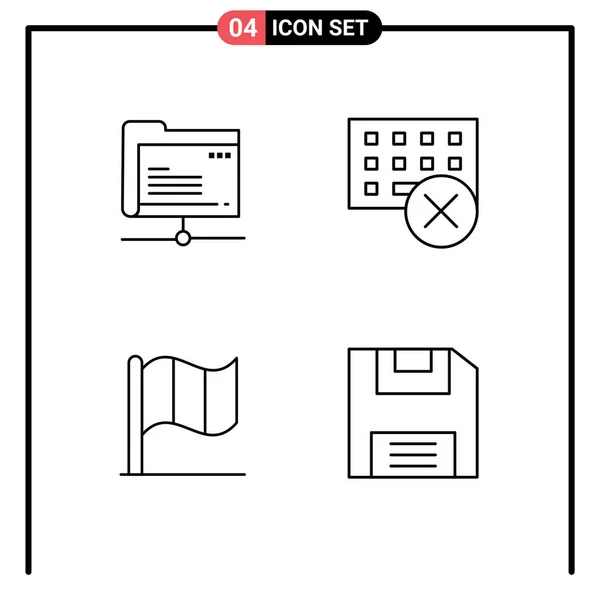 4つの創造的なFilledlineフラットデータ フラグ ストレージ ガジェット アイリッシュエディタブルベクターデザイン要素の色のパック — ストックベクタ