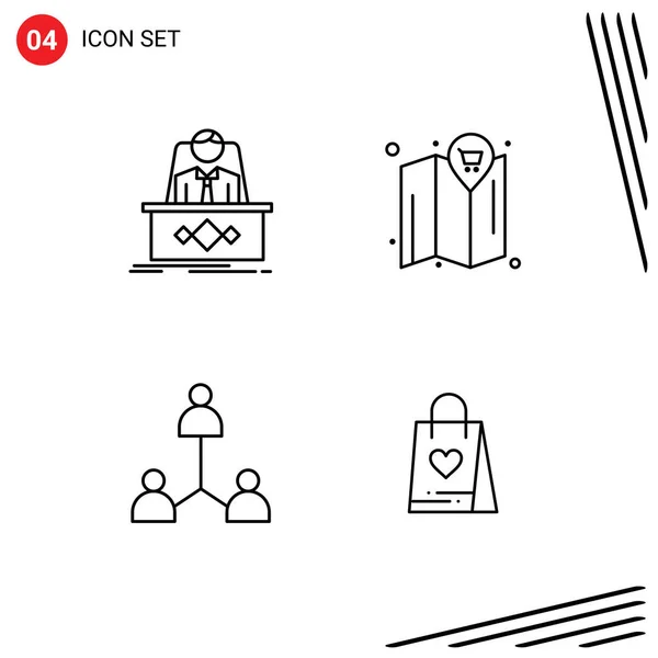 Mobile Interface Line Set Pictograms Game Network Master Location User — Stock Vector