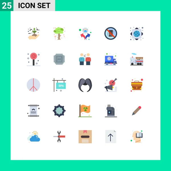 Stock Vector Icon Pack Mit Linienzeichen Und Symbolen Für Globales — Stockvektor