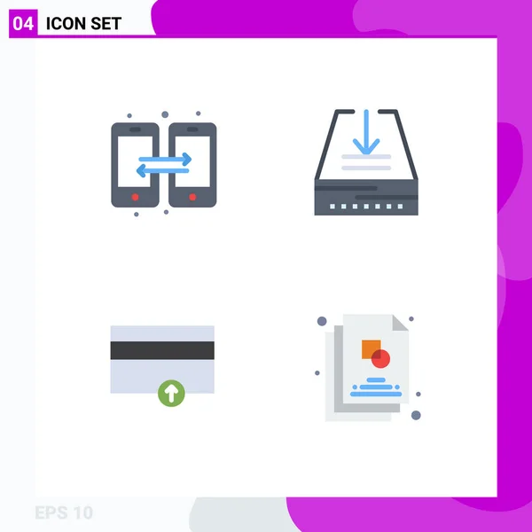 Group Flat Icons Signs Symbols Connection Money Mobile Inbox Editable — Stock Vector
