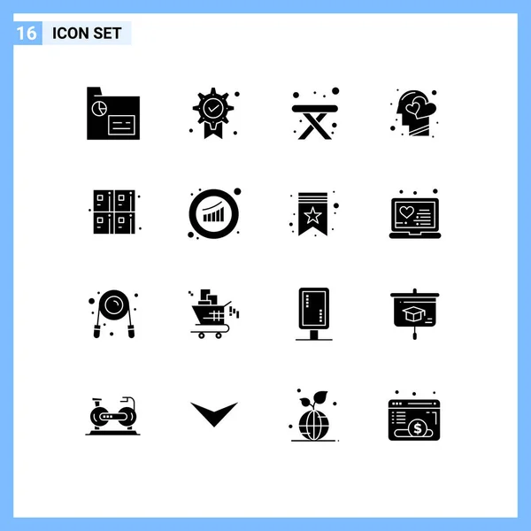 Universal Icon Symbols Group Modern Solid Glyphen Calculate Human Camping — Stockvektor