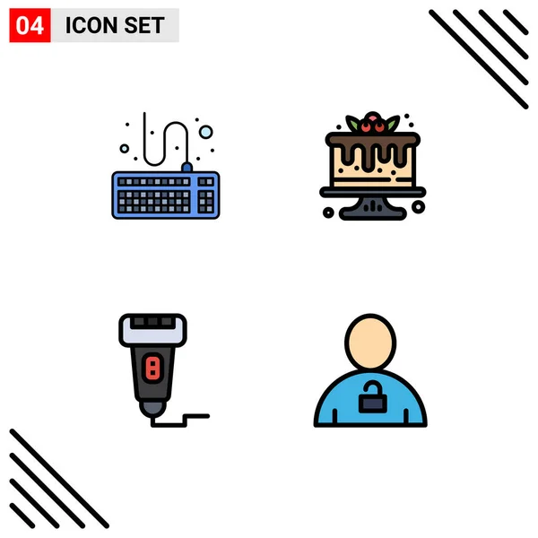 Conjunto Icones Modernos Símbolos Sinais Para Anexar Máquina Ferramentas Alimentos — Vetor de Stock