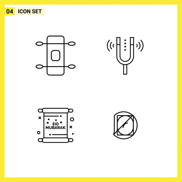 Pictogram Set Simple Filledline Lapos Színek Longboard Meghívó Koncert Pitch — Stock Vector