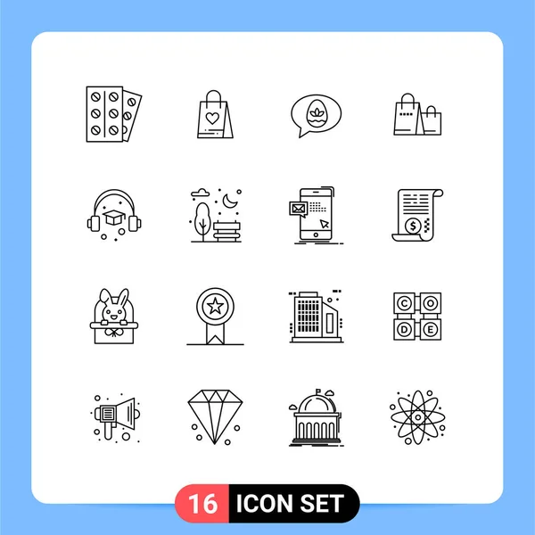 Universal Icon Symbols Group Modern Outlines Education Shop Chat Shopping — Vetor de Stock