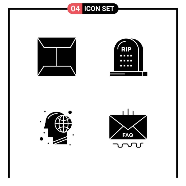Interfejs Użytkownika Solid Glyph Pack Nowoczesnych Znaków Symboli Koperty Globalny — Wektor stockowy