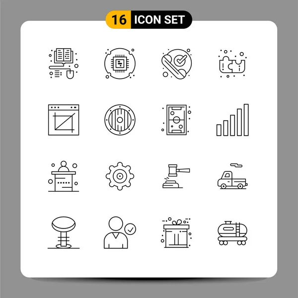 16现代标志的用户界面概要包和图像 应用程序 教育编辑向量设计元素的符号 — 图库矢量图片