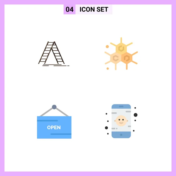 Flat Icon Pack Mit Universellen Symbolen Für Leiter Offen Reparatur — Stockvektor