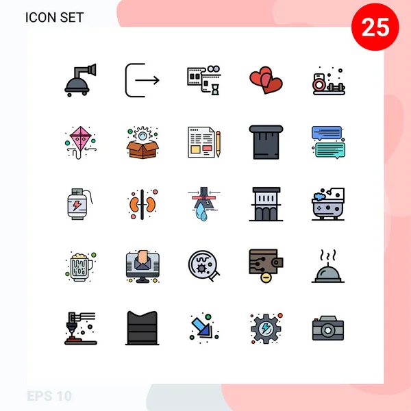 2014 Mobile Interface Filled Line Flat Color Set Pictograms Kite — 스톡 벡터