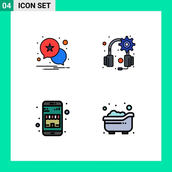 Pictogram Set Simple Filledline Flat Colors Notification Shopping Gear Buy — Stock Vector