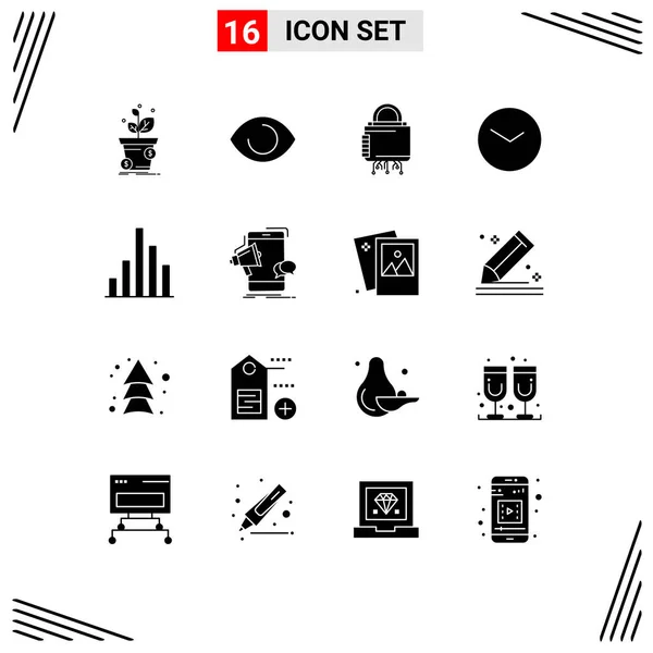 Set Modern Icons Symbols Signs Clock Watch Vision Basic Protection — Stock Vector
