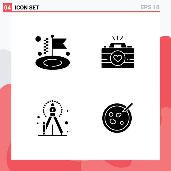 Set Modern Icons Symbols Signs Business Creative Camera Images Petri — Stock Vector