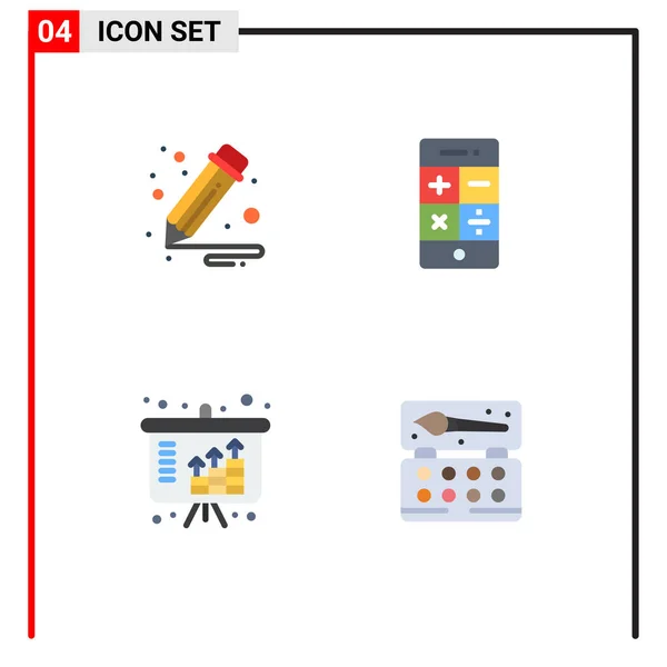 Flat Icon Pack Mit Universellen Symbolen Für Unternehmen Einkommen Taschenrechner — Stockvektor
