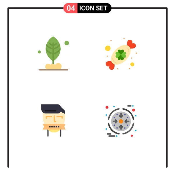 Set Vector Flat Icons Grid Leaf Ellenfél Candy Festival Terrorizmus — Stock Vector