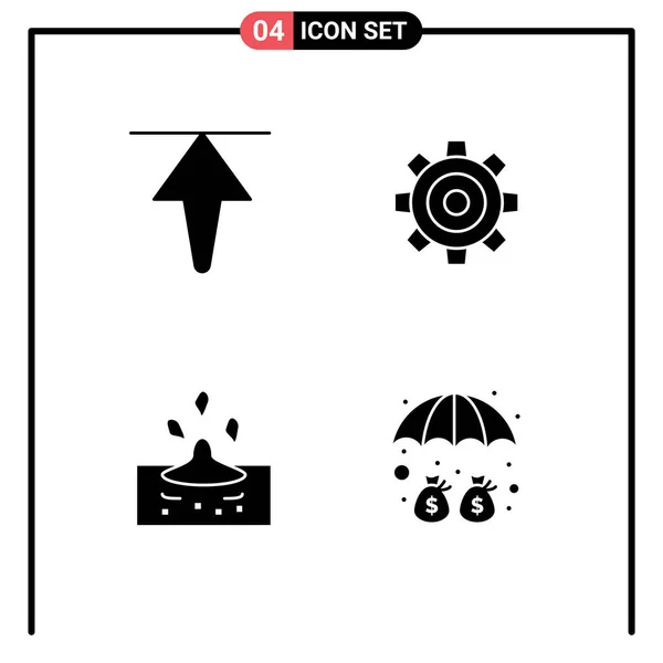 现代标志和箭头 水的可编辑矢量设计元素的用户界面固体象形文字包 — 图库矢量图片