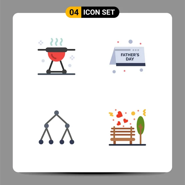 Pack Icônes Plates Créatives Barbecue Lien Gril Date Topologie — Image vectorielle