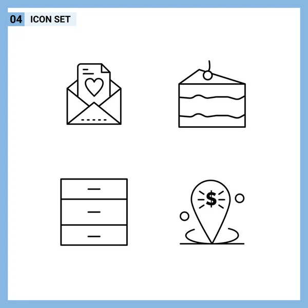 User Interface Line Pack Moderner Zeichen Und Symbole Für Mail — Stockvektor