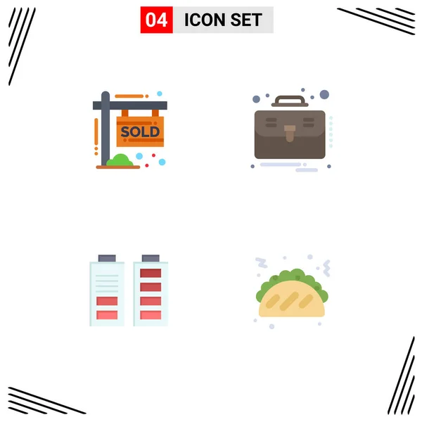 Editable Vector Line Pack Simple Flat Icons House Battery Income — Stock Vector