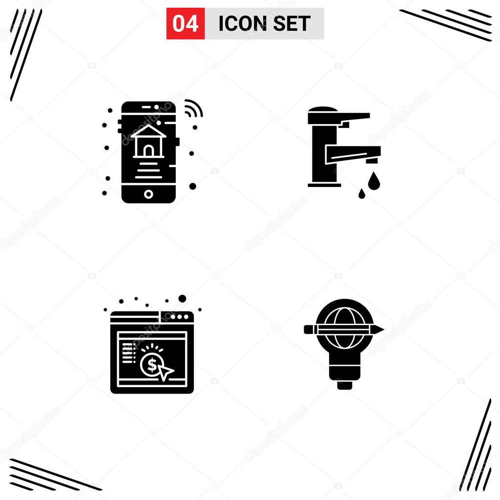 Group of Solid Glyphs Signs and Symbols for home, drop, real estate, tap, marketing Editable Vector Design Elements