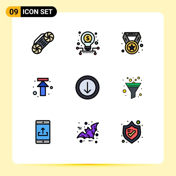 Set Modern Icons Sysymbols Signs Download Arrow Award Upload Arrows — Archivo Imágenes Vectoriales