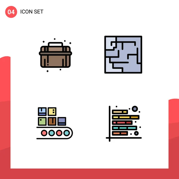 Pictogram Set Simple Filledline Flat Colors Mechanical Management System Bludiště — Stockový vektor