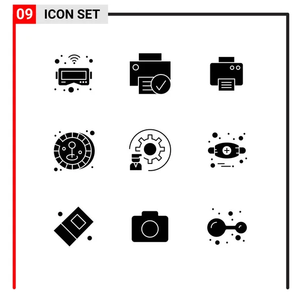 用于开发 打印机 硬币可编辑向量设计元素的包含9个行符号和符号的库存向量包 — 图库矢量图片