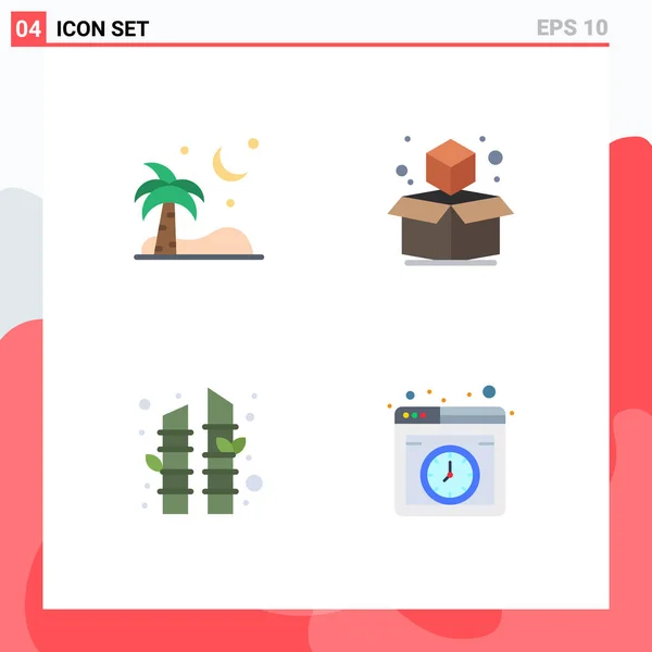 Pack Creative Flat Icons Ramadan Sauna Palm Trees Box Hosting — Stock Vector