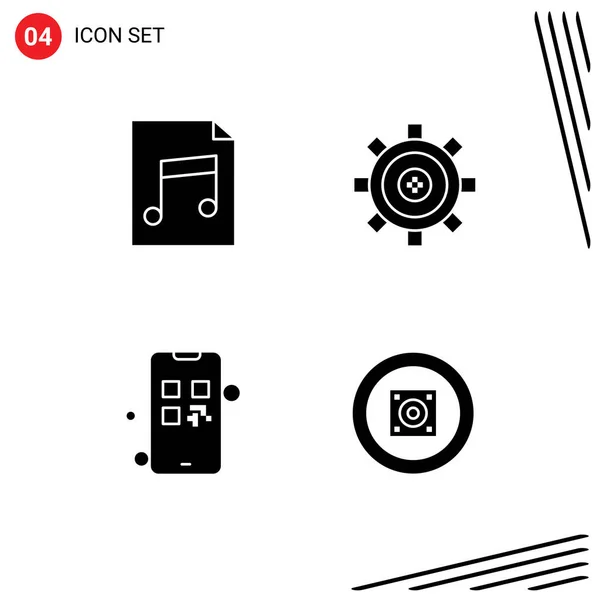 Benutzeroberfläche Solid Glyph Pack Moderner Zeichen Und Symbole Für Audio — Stockvektor