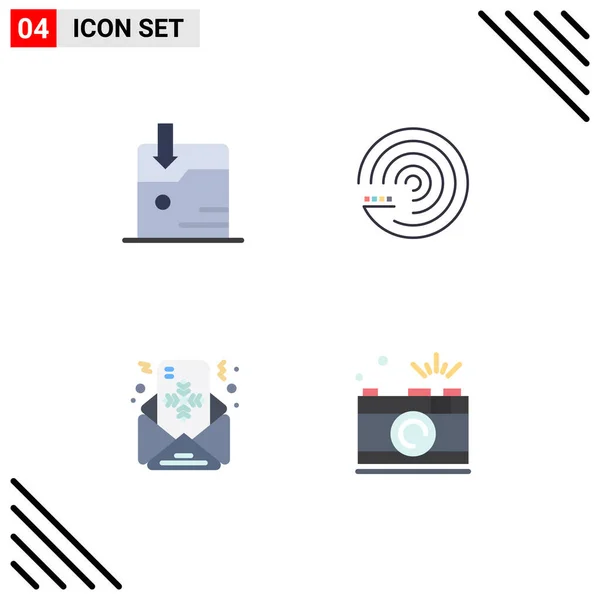 Set Vector Flat Icons Grid Business Letter Forecasting Scince Camera — Vector de stock