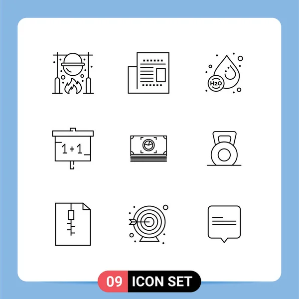 User Interface Outline Pack Modern Jelek Szimbólumok Pénz Iskola Olvasás — Stock Vector