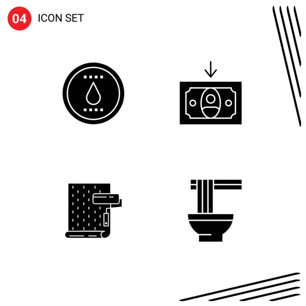 Modern Set Solid Glyphs Pictograph Energy Design Víz Pénz Tapéta — Stock Vector