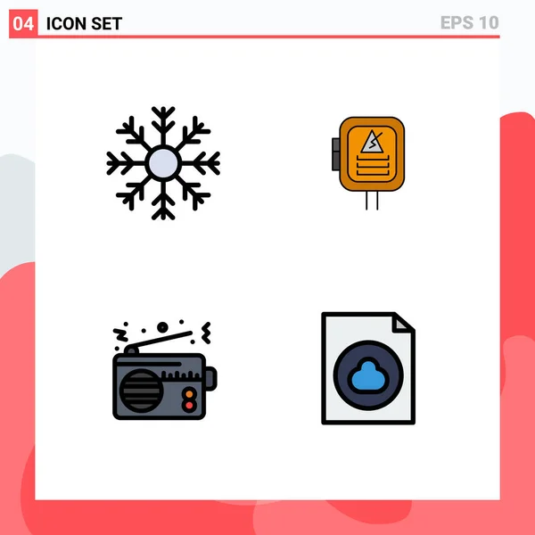 Universal Icon Symbols Group Modern Filledline Flat Colors Cold Radio — Vetor de Stock