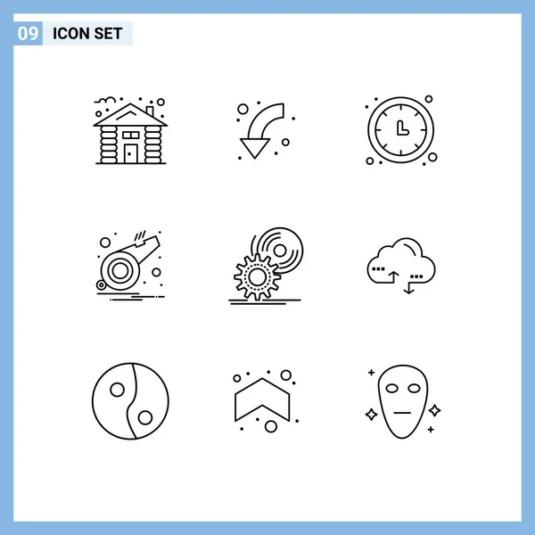Conjunto Icones Modernos Símbolos Sinais Para Apito Notificação Para Baixo — Vetor de Stock