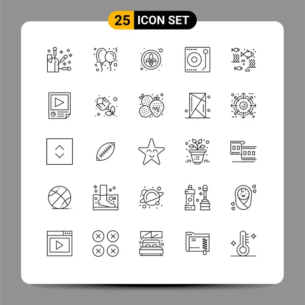Stock Vector Icon Pack Mit Linienzeichen Und Symbolen Für Fluss — Stockvektor