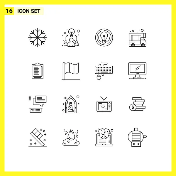 Modern Set Outlines Pictograph Result Notepad Business Doodle Camping Editable — Stock Vector