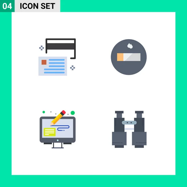 Modern Set Flat Icons Pictograph Borrow Graphic Credit Smoking Binoculars — Stock Vector