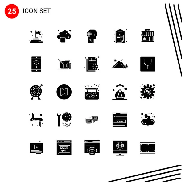 Mobile Interface Solid Gyph Set Pictograms Store Store Success Shop — Vector de stock