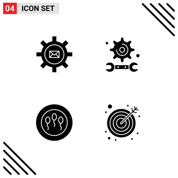 Creative Icons Modern Signs Sysymbols Setting Sperms Mail Education Science — Vector de stock