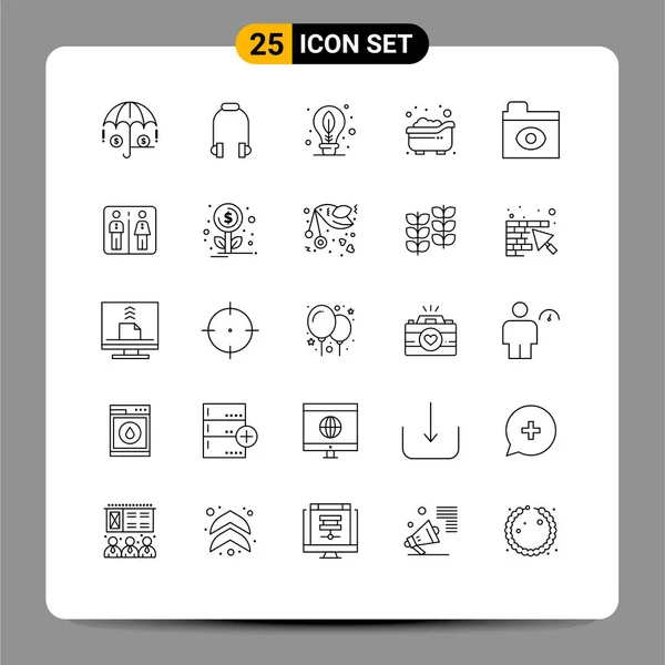 25个基本文件夹行 浴池可编辑向量设计元素的用户界面包 — 图库矢量图片