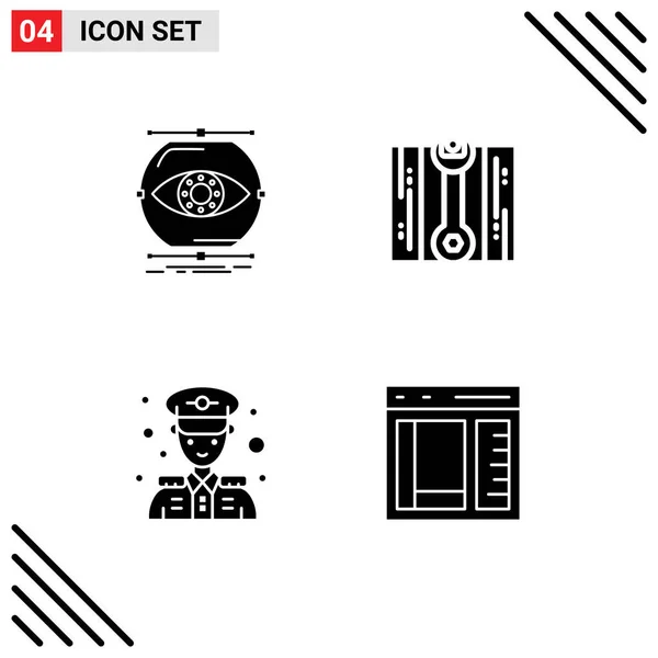 Set Modern Icons Sysymbols Signs Visualize Man Monitoring Fix Browser — Archivo Imágenes Vectoriales