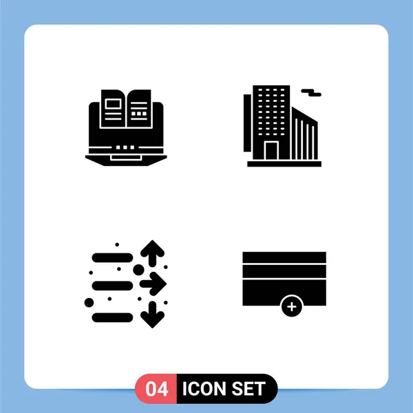 Benutzeroberfläche Solid Glyph Pack Moderner Zeichen Und Symbole Für Laptop — Stockvektor