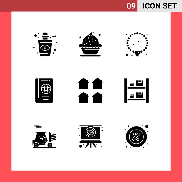 Stock Vector Icon Pack Line Signs Symbols District Tourism Pie — 스톡 벡터