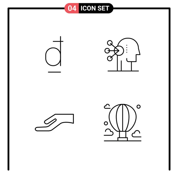 Stock Vector Icon Confezione Segni Simboli Linea Dong Mano Vietnamita — Vettoriale Stock