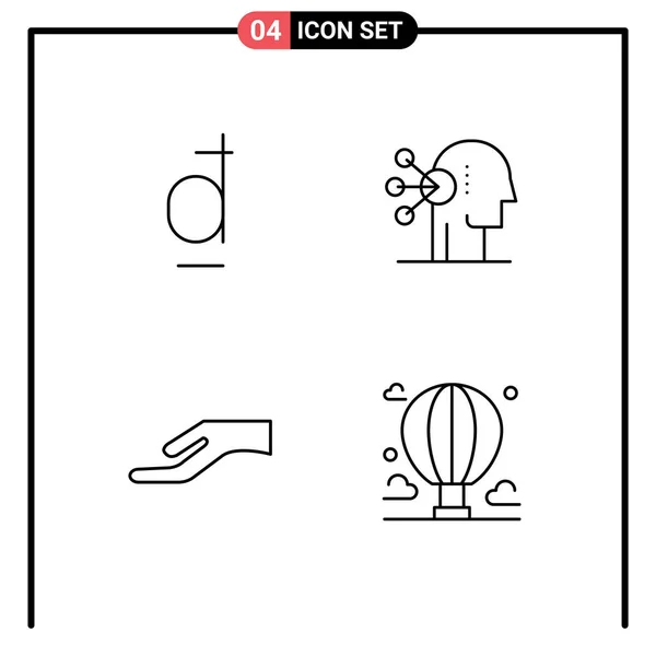 Stock Vector Icon Pack Line Signs Symbols Dong Hand Vietnamese — Stockový vektor