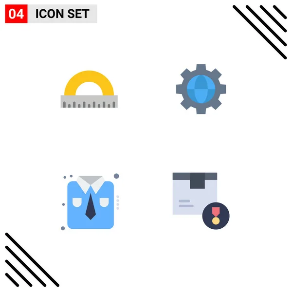 Set Vector Flat Icons Grid Angle Fashion Ruler Setting Work — Vector de stock