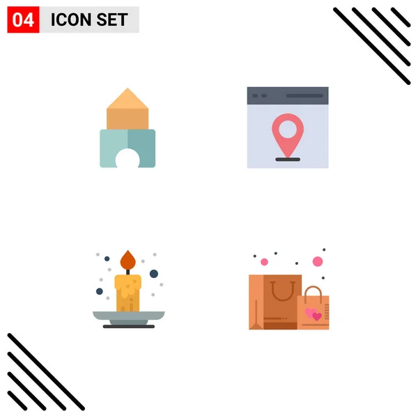 Símbolos Universal Flat Icon Signos Construcción Evento Comunicación Usuario Bolsa — Vector de stock