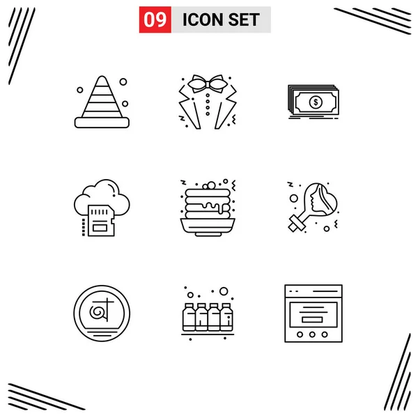Universal Icon Symbols Group Modern Outlines Cloud Card Suit Transfer — Stockvektor