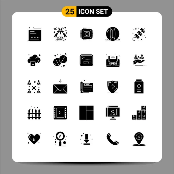 Mobil Interfész Szilárd Glyph Set Pictograms Camping Sea Chip Plastic — Stock Vector