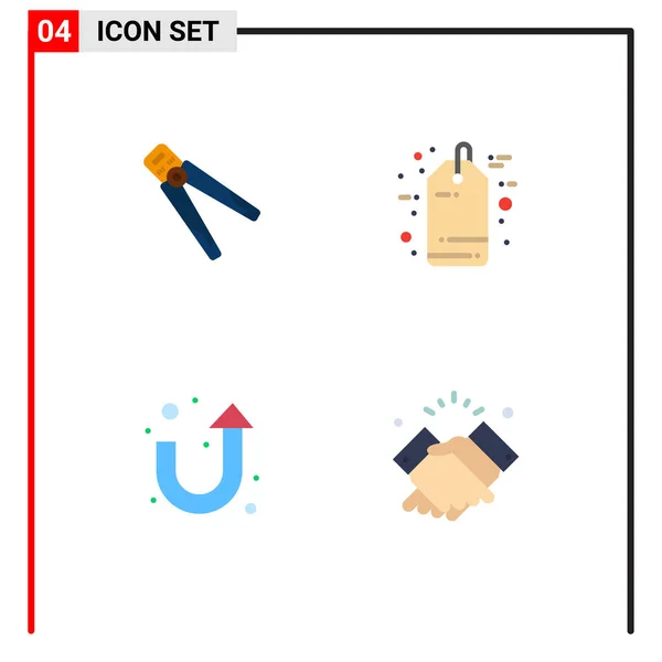 Universal Flat Icon Signs Symbols Plier Sale Tag Crimping Black — 스톡 벡터